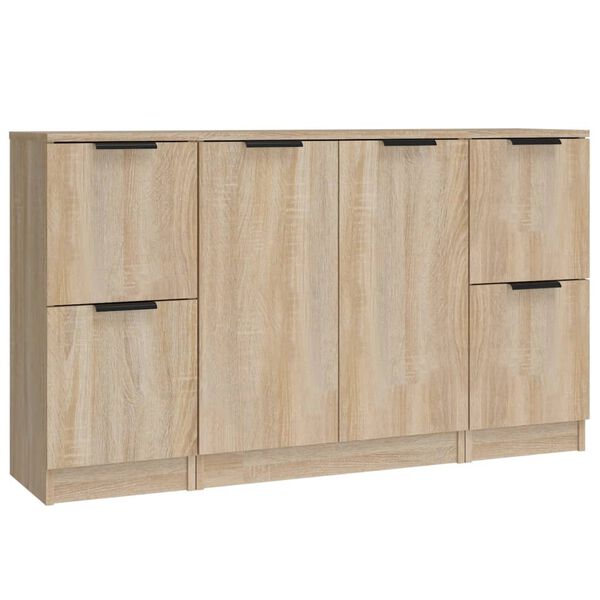 vidaXL Sideboards 3 pcs Sonoma Oak Engineered Wood