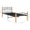vidaXL Bed Frame without Mattress Black Metal&Solid Oak Wood 90x200 cm