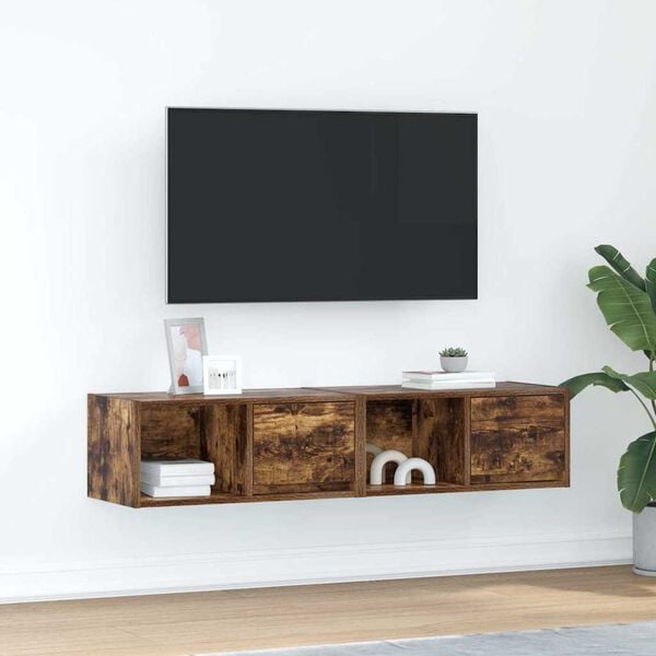 vidaXL TV Cabinets 2 pcs Smoked Oak 60x31x25.5 cm Engineered Wood