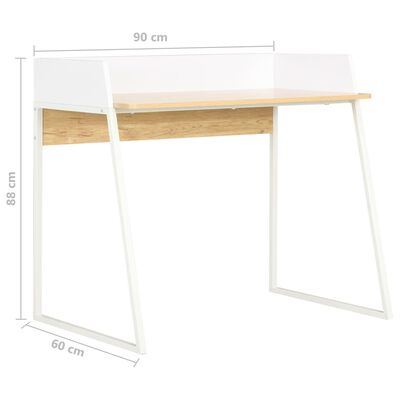 vidaXL Desk White and Oak 90x60x88 cm