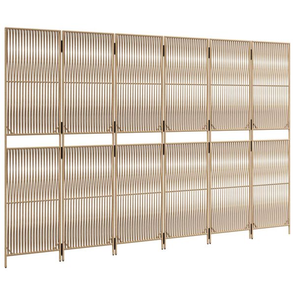 vidaXL Room Divider 6 Panels Beige Poly Rattan