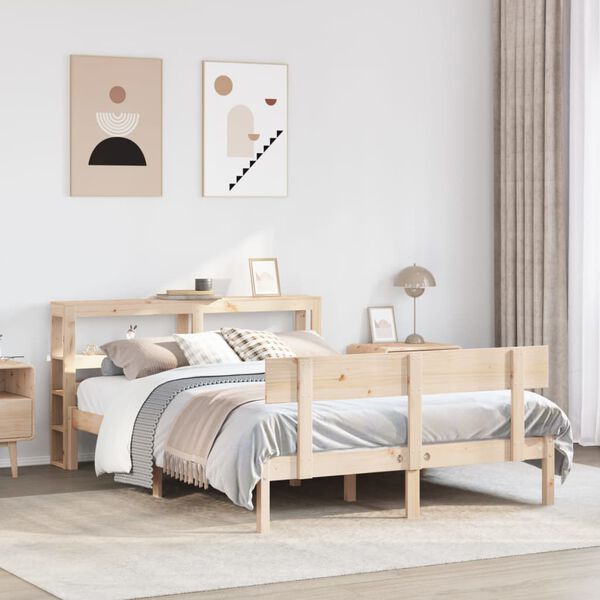 vidaXL Bed Frame without Mattress 120x190 cm Small Double Solid Wood Pine
