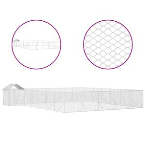 vidaXL Outdoor Dog Kennel with Roof Silver 12x12x2.5m Galvanised Steel