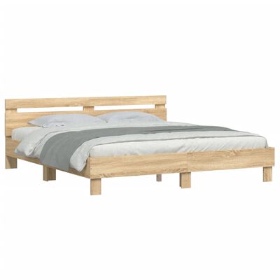 vidaXL Bed Frame with Headboard Sonoma Oak 160x200 cm Engineered Wood