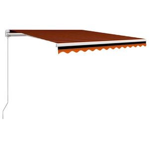 vidaXL Manual Awning with Solar LED 4 x 3 m Blue and White Stripe