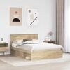 vidaXL Bed Frame with Headboard Sonoma 140 x 190 cm Solid Pine Wood