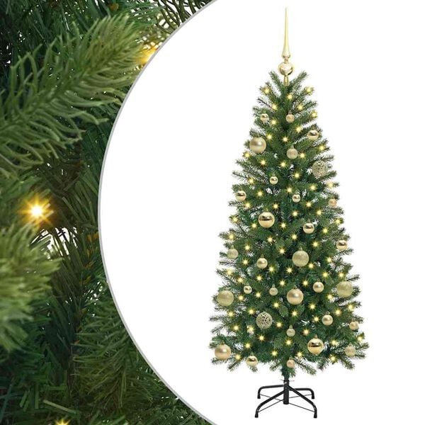 vidaXL Artificial Christmas Tree with 150 LEDs Green 150 cm PE and PVC