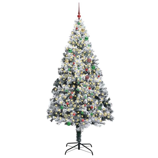 vidaXL Artificial Christmas Tree with 300 LEDs with Stand White 240 cm