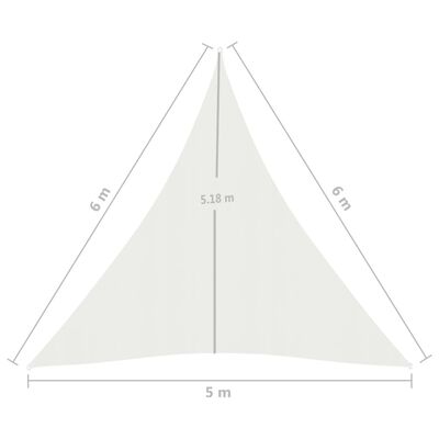 vidaXL Sunshade Sail 160 g/m² White 5x6x6 m HDPE