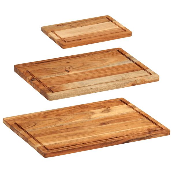 vidaXL 3 Piece Chopping Board Set with Stand Solid Wood Acacia