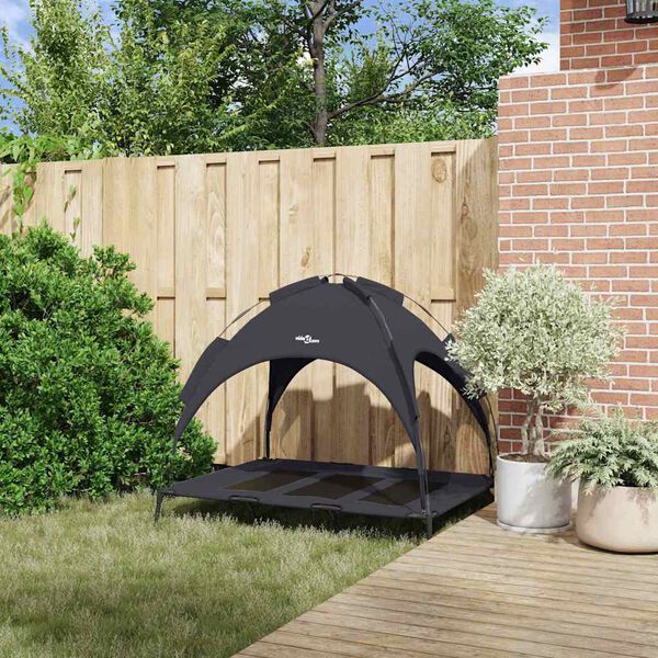 vidaXL Dog Bed Folding Manual Black 122 x 93 x 106.5 cm Steel