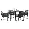 vidaXL Garden Dining Set 5 pcs Black Powder-Coated Steel