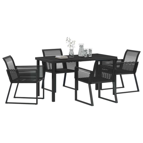 vidaXL Garden Dining Set 5 pcs Black Powder-Coated Steel