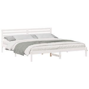 vidaXL Bed Frame with Headboard White 200 x 220 cm Solid Pine Wood