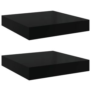 vidaXL Floating Wall Shelves 2 pcs High Gloss Black 23x23.5x3.8 cm MDF