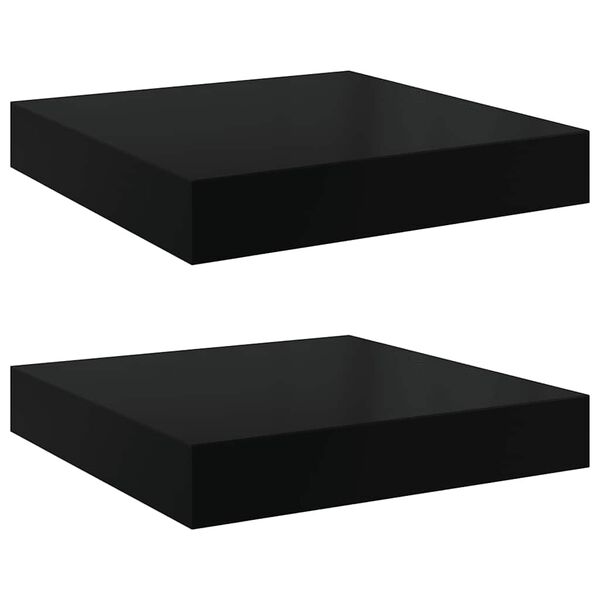 vidaXL Floating Wall Shelves 2 pcs High Gloss Black 23x23.5x3.8 cm MDF