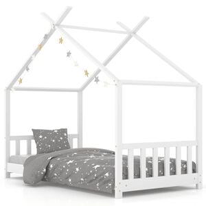 vidaXL Kids Bed Frame | White | Solid pine wood, plywood slats | 70x140 cm