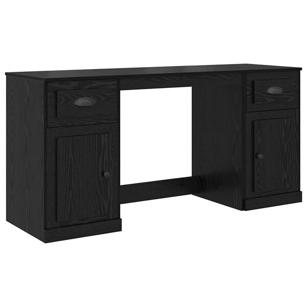 vidaXL Desk with Cabinet Black Oak 154.5 x 50 x 75 cm Engineered Wood