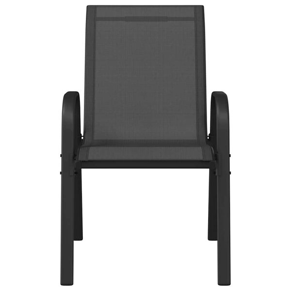 vidaXL Stackable Garden Chairs 2 pcs Black Textilene Fabric