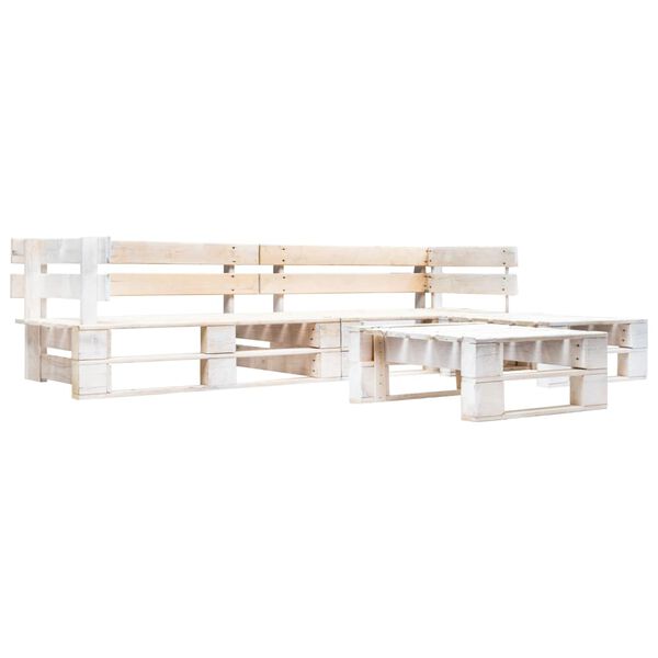 vidaXL 4 Piece Garden Pallet Lounge Set Wood White