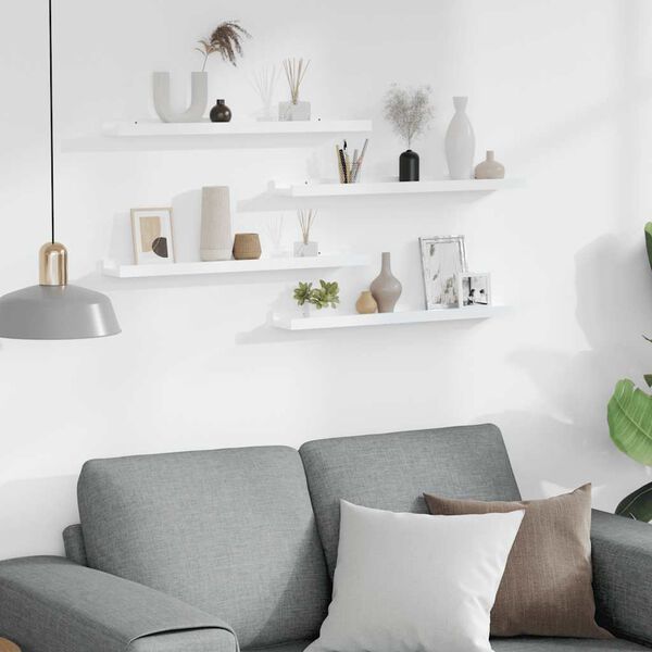 vidaXL Wall Shelves 4 pcs High Gloss White 60x9x3 cm