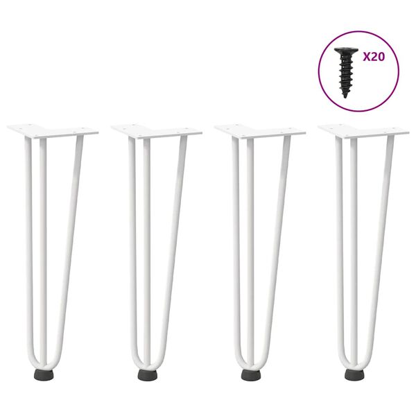 vidaXL Hairpin Legs for Coffee Table 4 pcs White 42 cm Solid Steel