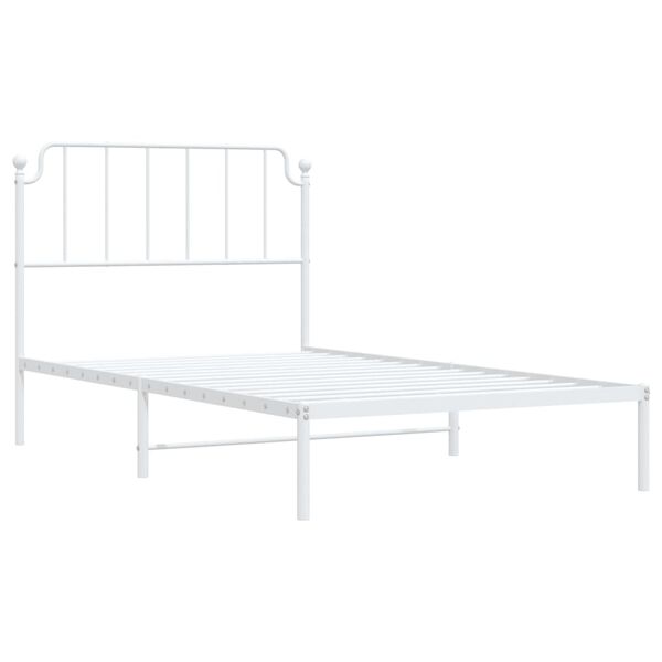 vidaXL Metal Bed Frame without Mattress with Headboard White 107x203cm