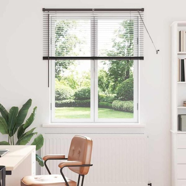 vidaXL Venetian Blinds Height Adjustable Black 130 x 120 cm Aluminium