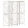 vidaXL Room Divider 5 Panels White Solid Wood Paulownia