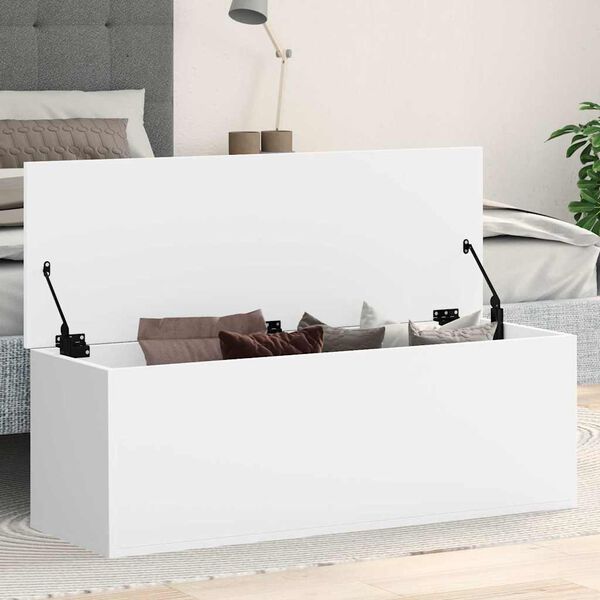 vidaXL Storage Box White 102x35x35 cm Engineered Wood