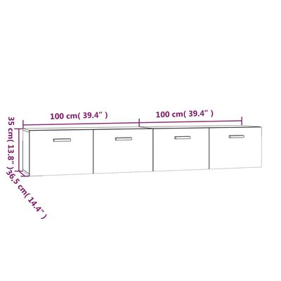 vidaXL Wall Cabinets 2 pcs Concrete Grey 100x36.5x35 cm Engineered Wood