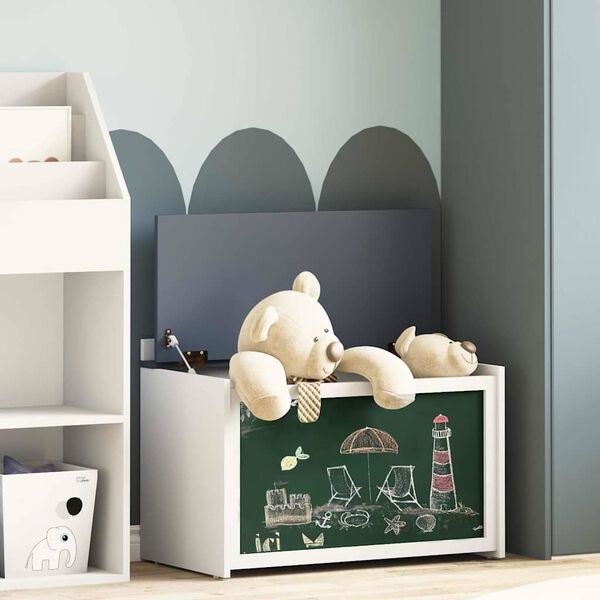 vidaXL Box with Storage and Chalkboard Front ROROS Grey and White