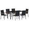 vidaXL Garden Dining Set 7 pcs Black Powder-coated Steel
