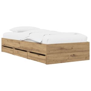 vidaXL Bed Frame with Storage with Drawer Artisian Oak Engineered wood