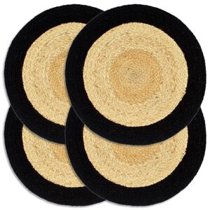 vidaXL Placemats 4 pcs Natural and Black 38 cm Jute and Cotton