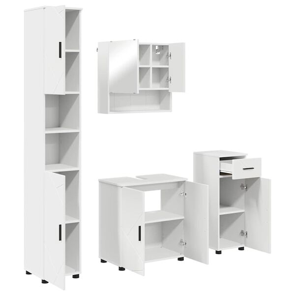 vidaXL Bathroom Furniture Set 4 pcs White Engineered wood & Metal