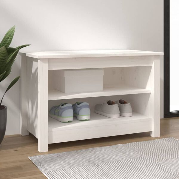 vidaXL Shoe Bench White 70x38x45.5 cm Solid Wood Pine