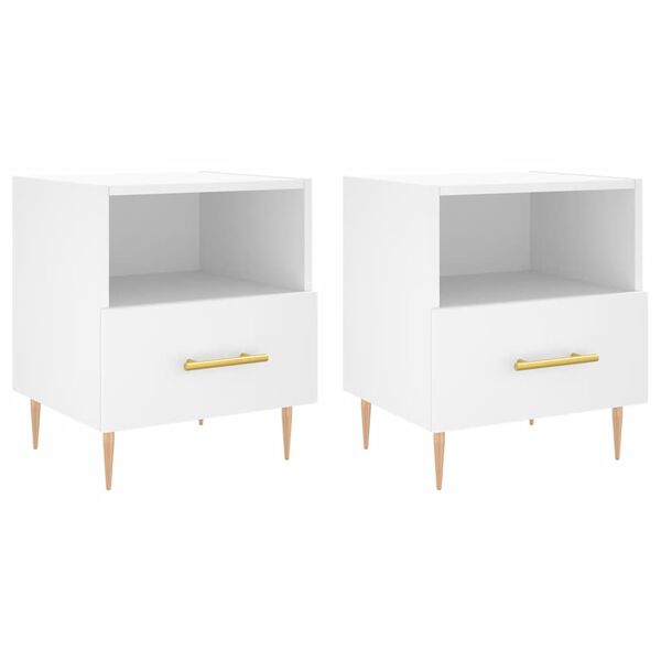 vidaXL Bedside Cabinets 2 pcs White 40x35x47.5 cm Engineered Wood