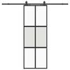 vidaXL Sliding Door with Hardware Set Black 76x205 cm Tempered Glass
