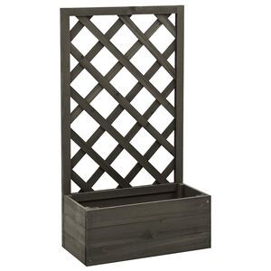 vidaXL Planter | Grey | Solid Firwood | Small | Planters | Garden Planter