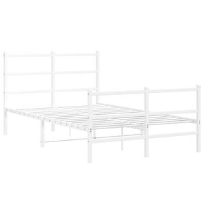 vidaXL Metal Bed Frame without Mattress with Footboard&nbsp;White 120x200cm