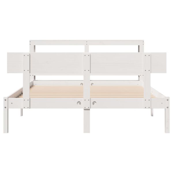 vidaXL Bed Frame without Mattress White 150x200 cm King Size Solid Wood Pine