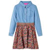 vidaXL Kids' Dress with Long Sleeves Navy and Denim Blue 104