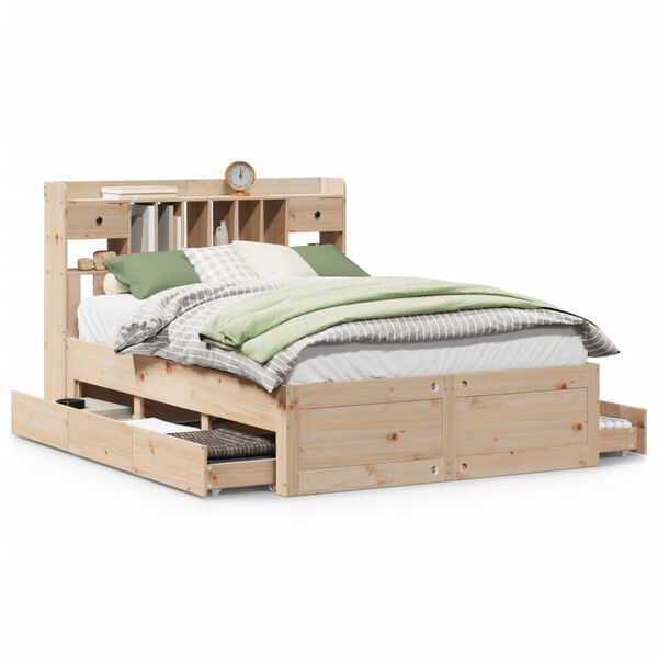 vidaXL Bookcase Bed without Mattress 150x200 cm King Size Solid Wood Pine