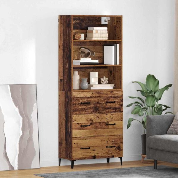 vidaXL Highboard Old Wood 69.5 x 34 x 180 cm Engineered Wood