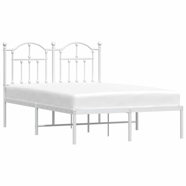vidaXL Metal Bed Frame without Mattress with Headboard White 120x190cm