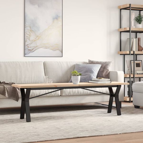 vidaXL Coffee Table Y-Frame 160x40x45.5 cm Solid Wood Pine and Steel