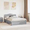 vidaXL Bed Frame Grey Sonoma 140 x 200 cm Solid Pine Wood