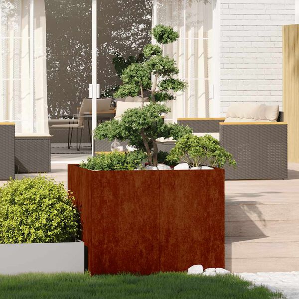 vidaXL Planter Rusty 100x100x80 cm Weathering Steel
