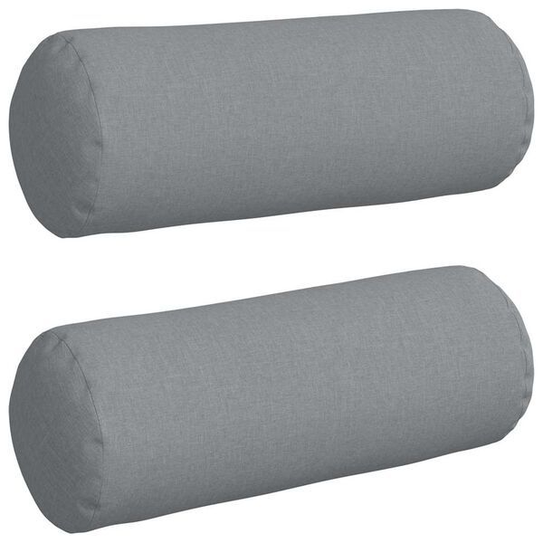 vidaXL Bolster Pillows 2 pcs Light Grey &Oslash; 25 x 70 cm Fabric